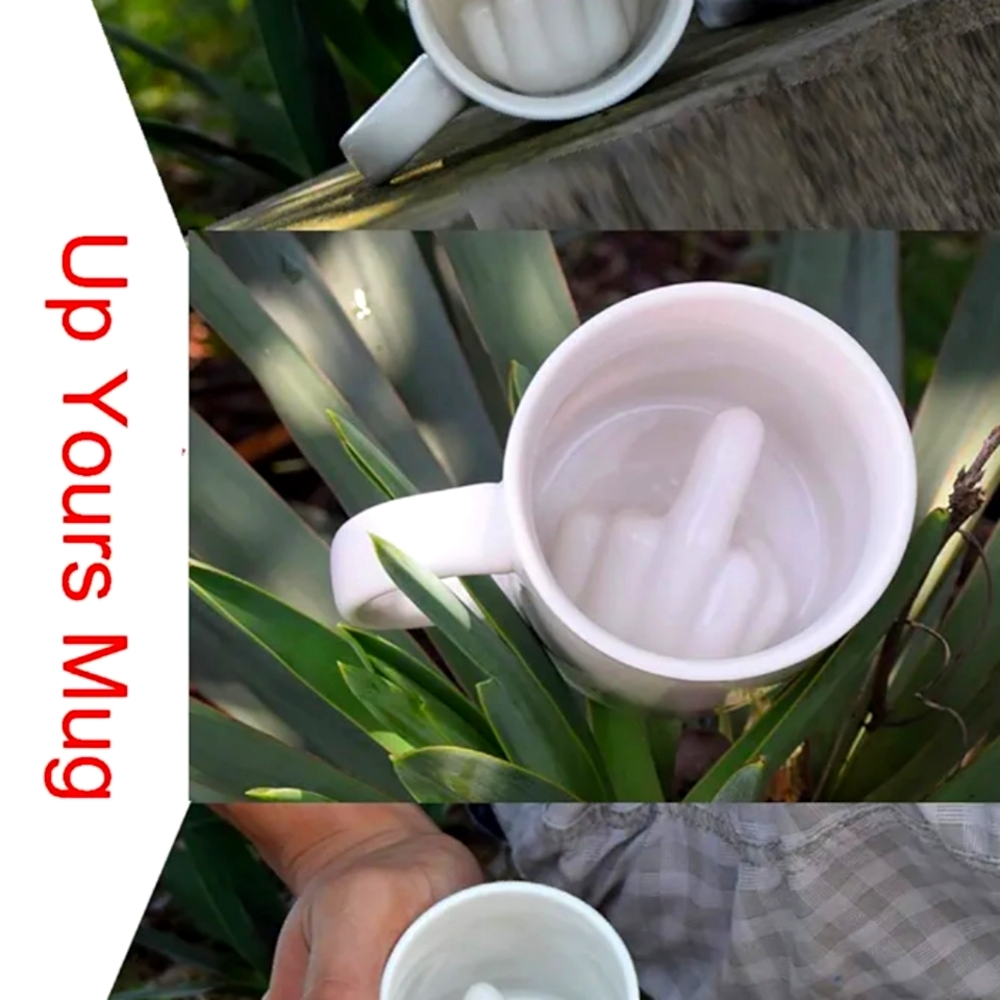 Sweet love thumbs up middle finger 3d funny novelty coffee mug